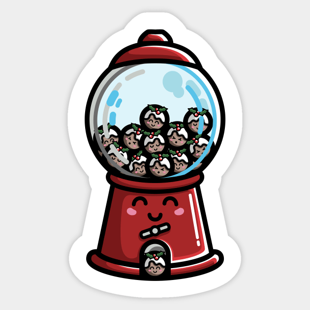 Kawaii Cute Christmas Pudding Gumball Machine Sticker by freeves